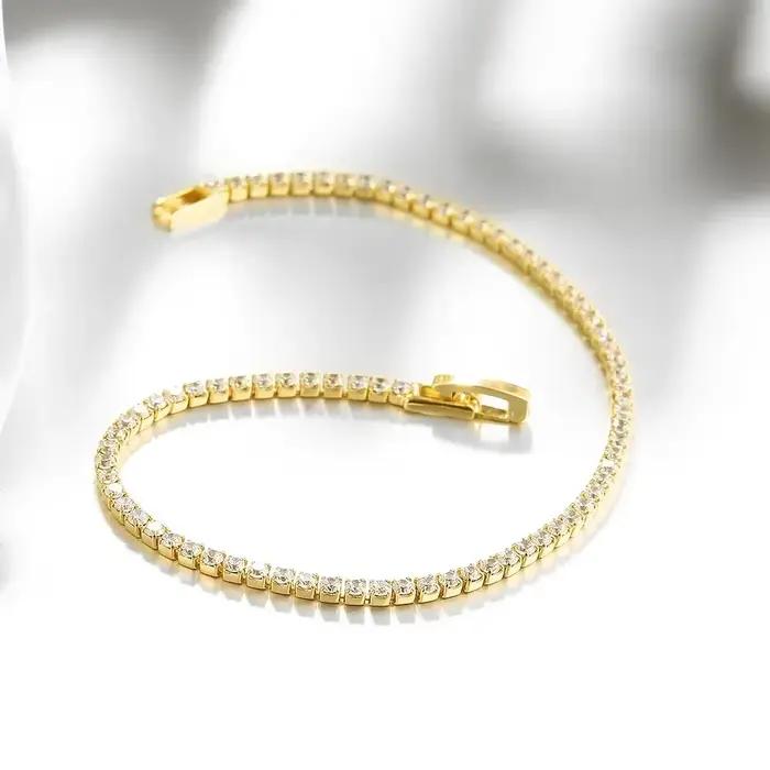 SAIYE-Bracelet de tennis en argent regardé véritable, bijoux en argent 925 pur, 18cm, 2mm, cadeau des travailleurs de la cone contre-indiqué