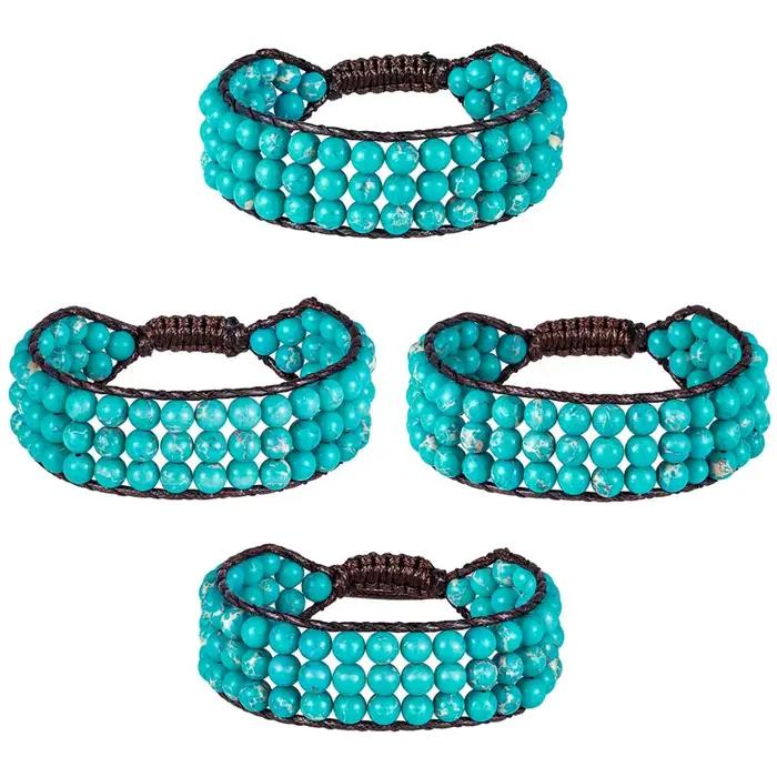 Bracelets multicouches en pierre de cristal naturel