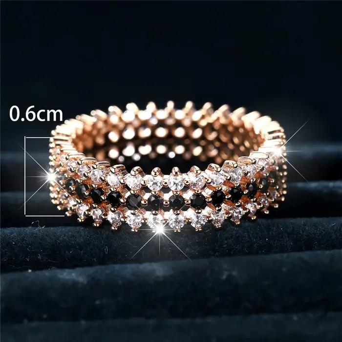 Bague de luxe en pierre de Zircon ronde pour femmes