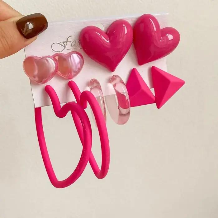 Po-Boucles d'Oreilles Triangle en Forme de Cœur pour Fille