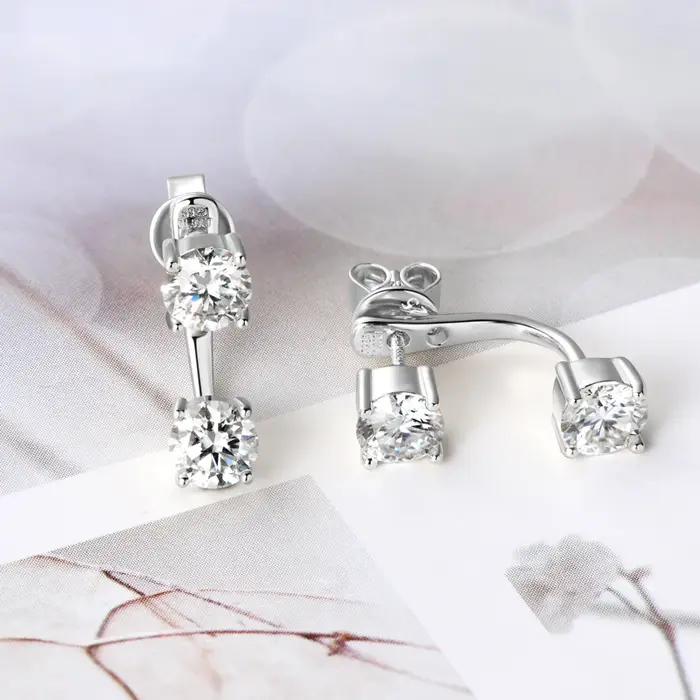 OXTAO D VVS1 Moissanite boucle d'oreille pour femmes 925 boucles d'oreilles en argent Sterling scintillant laboratoire