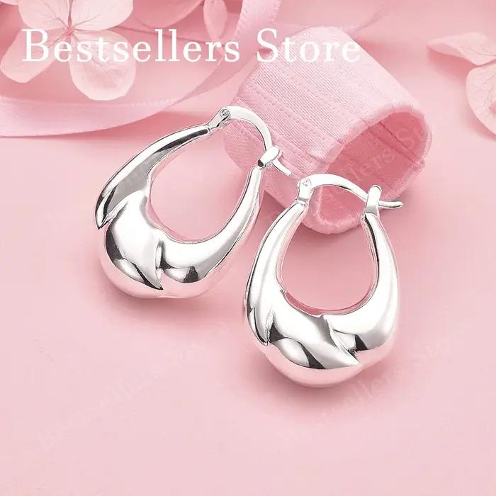 Élégant Clip d'oreille en argent sterling 925 brillant en forme de U