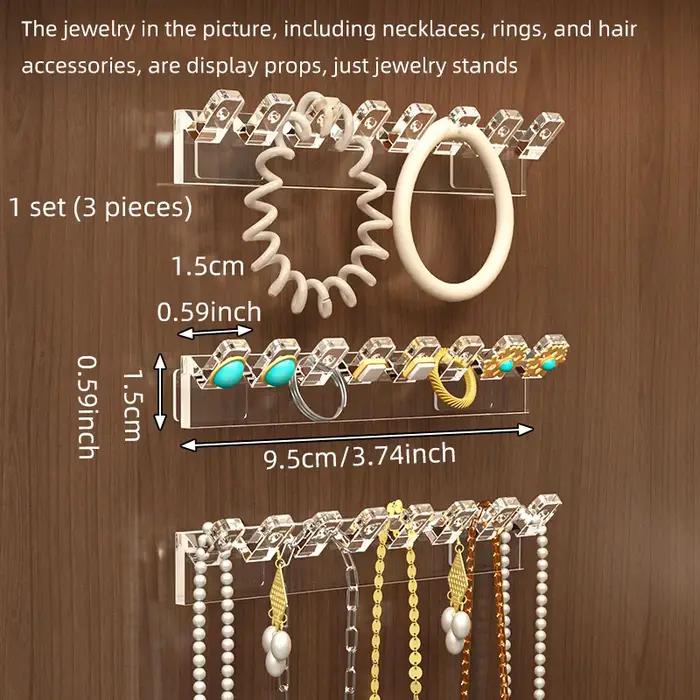 Présentoir mural anti-emmêlement pour bijoux à suspendre sur porte d'armoire à miroir élégant pour rangement de colliers bracelets et clous d'oreille