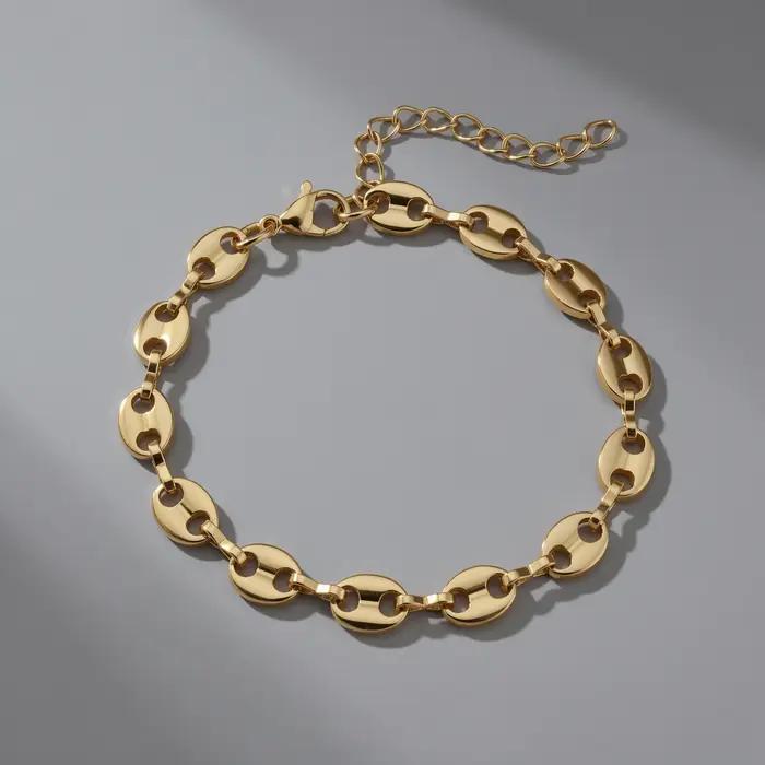Bracelet chaîne en acier inoxydable motif grains de café pour femmes