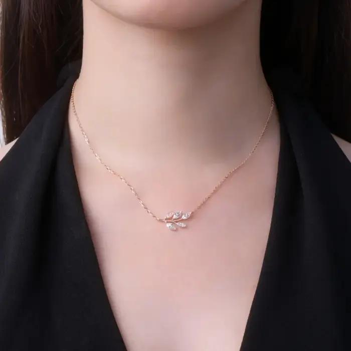M-JAJA Moissanite feuille pendentif collier Marquise coupe diamant