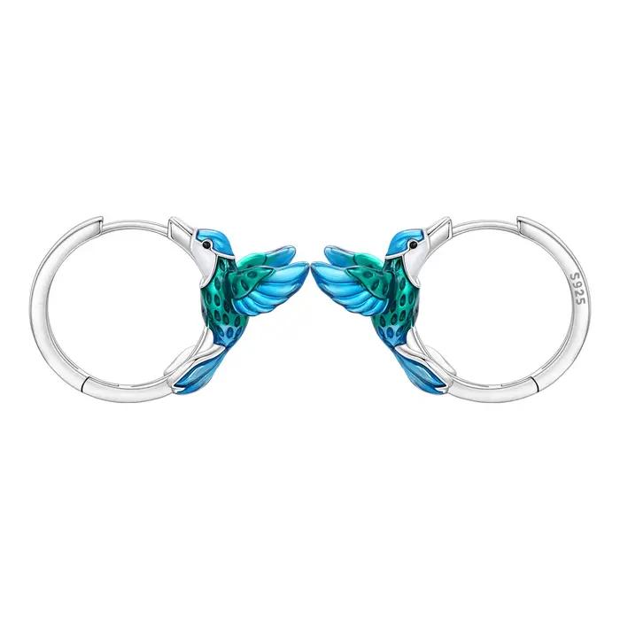 Orstarry Original 925 en argent Sterling colibri boucles d'oreilles femmes cerceau boucle d'oreille anniversaire bijoux cadeaux à la mode