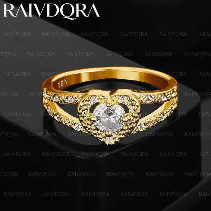 Bague de mariage en Zircon plaqué or 18 carats pour femmes, bijoux à la mode, accessoires de fiançailles romantiques et nobles