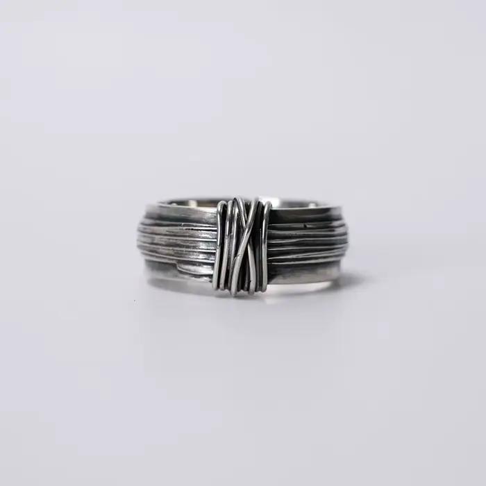 Bague Multi-Lignes Enveloppée Vintage Argent Sterling 925 Homme Occasions Spéciales Partie Cadeau Bague Van Cleef