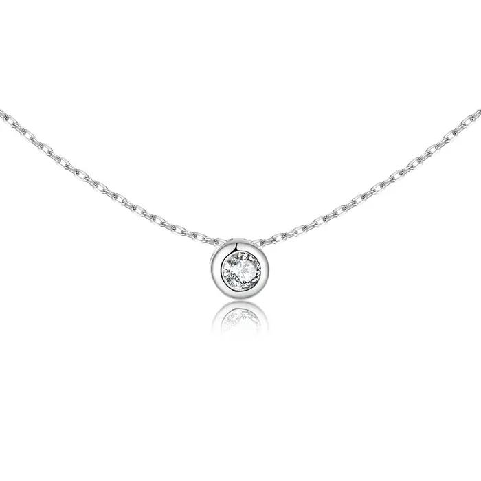 ANDYWEN-Collier pendentif rond en argent regardé 925 pour femme, bijoux en cristal, cadeau de mariag