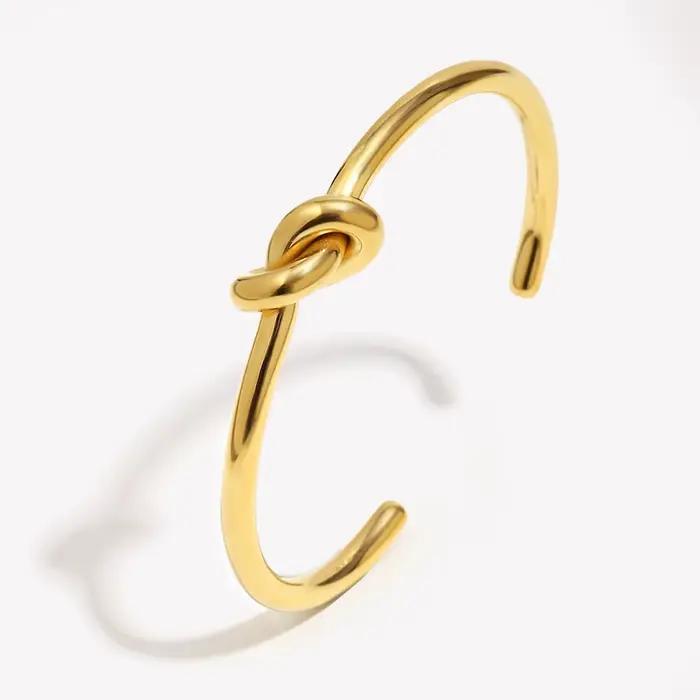 E.B.belle minimaliste 18K plaqué or noeud manchette bracelets pour femme en acier inoxydable bijoux imperméables pour femme