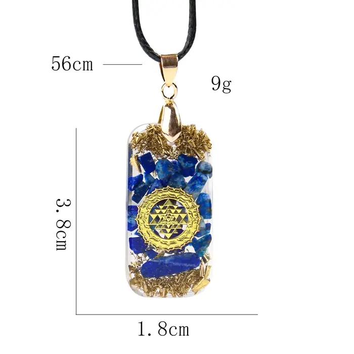 Collier en Lapis Lazuli Naturel Yantra, Pendentif Orgone Metatron Cube, Chakela Reiki Energy, Bijoux