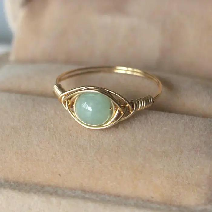Bague de perles naturelles faites à la main pour femmes, or 14 carats rempli, cadeau d'anniversaire
