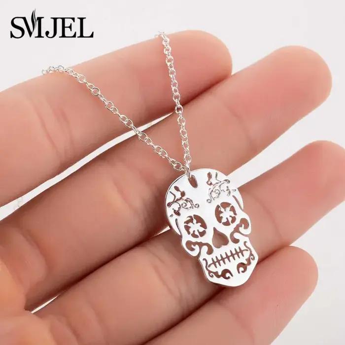 SMJEL Collier pendentif squelette vintage pour femme