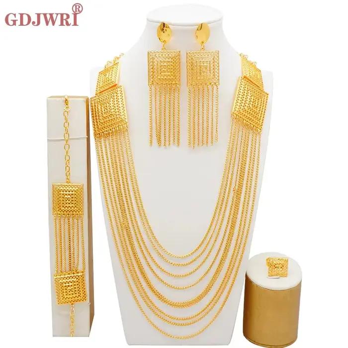 Ensemble de bijoux de luxe couleur or pour femmes