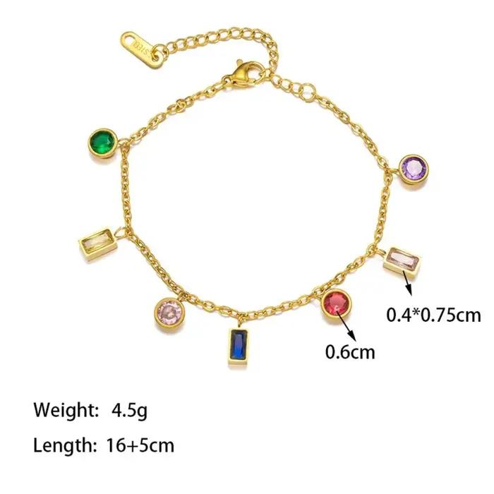 Kolmnsta-Collier à pampilles en cristal pour femmes et filles, tour de cou plaqué or, bracelet en acier au titane, ensembles de bijoux colorés, carré