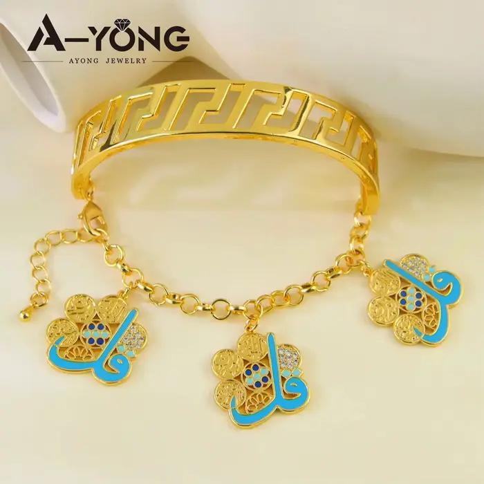 Bracelet Hip Hop de mode arabe plaqué or 21 carats