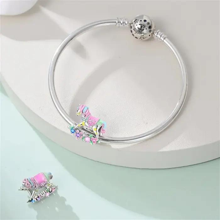 Breloques originales en argent sterling 925 avec arc-en-ciel et cheval de Troie pour femmes occasions spéciales anniversaires mariages fiançailles