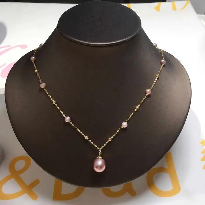 Pendentif de perle d'eau douce naturelle 100% véritable avec plaquage or 14K pour femmes, bijou moderne et élégant pour occasions spéciales