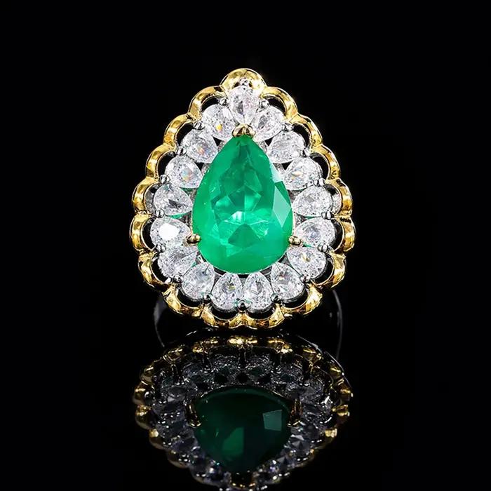 Bague en émeraude Paraiba Tourmaline avec diamants à haute teneur en carbone pour femmes occasions spéciales comme mariage, anniversaire, engagement et fête