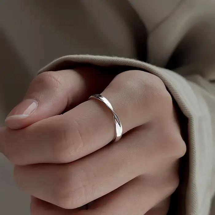 Bague en argent sterling 925 pour femmes minimaliste élégante alliance de mariage ajustable tracker d'humeur occasion spéciale