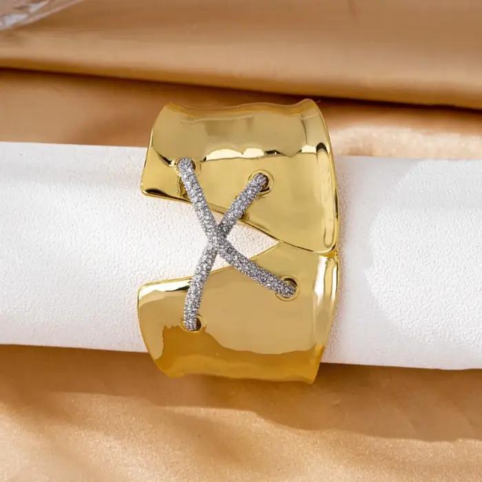 AB – Bracelet réglable bicolore en cuivre plaqué or