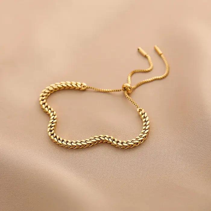 Bracelet ajustable à nœud coulissant pour femme - Acier chirurgical hypoallergénique - Chaîne de luxe minimaliste
