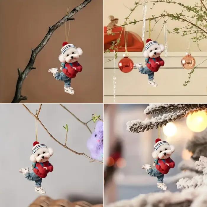 Pendentif Bichon Frise Mignon, Charme Polyvalent, Animaux de Compagnie, Dessin Animé, Accessoire de Mode, Décoration Intérieure, Cadeau Spécial
