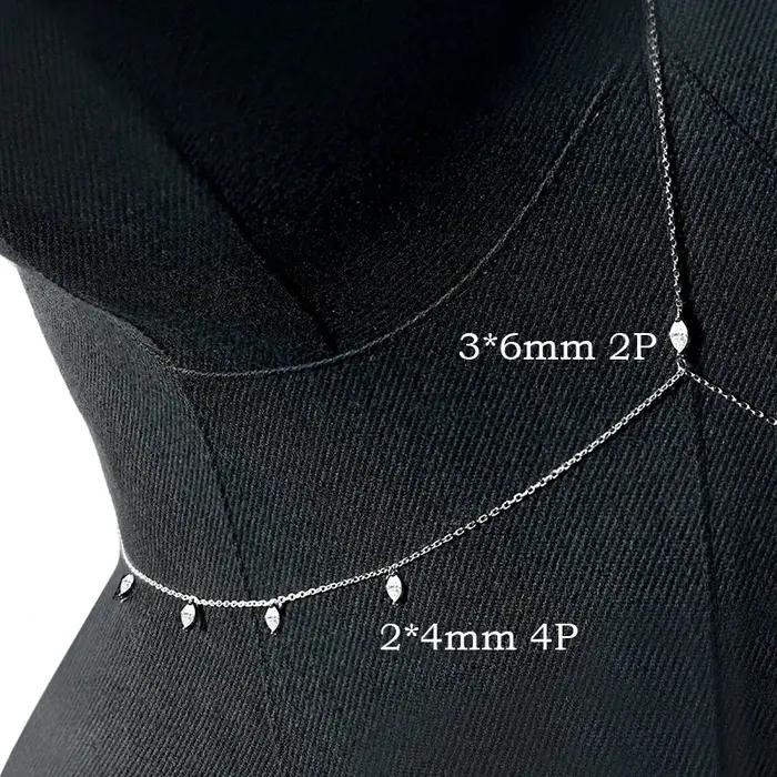 Smyoue Marquise coupe tout Moissanite laboratoire diamant chaîne de corps pour les femmes réglable Sexy bijoux
