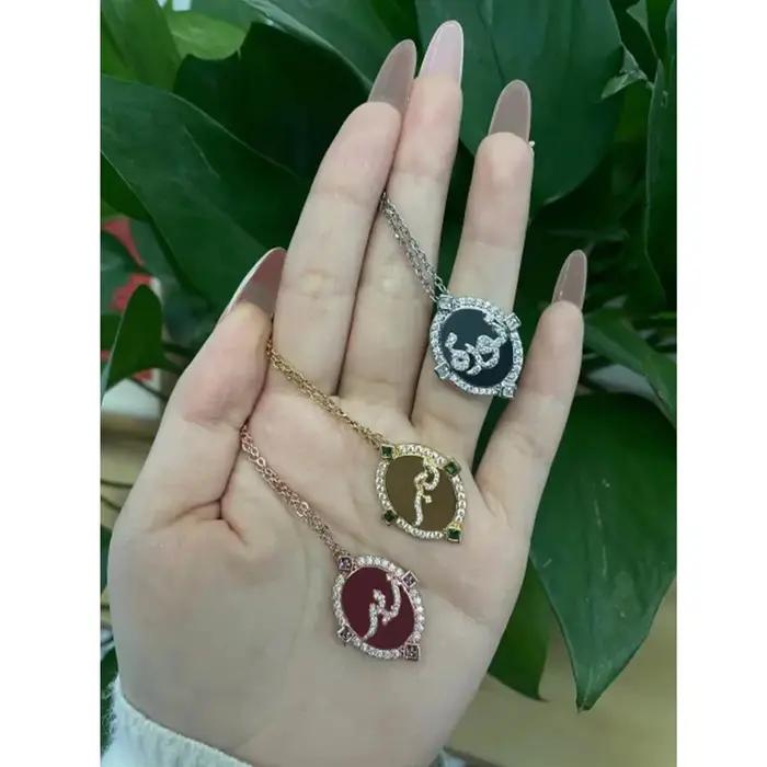 Collier arabe personnalisé pendentif en diamant plaqué or 3D18k