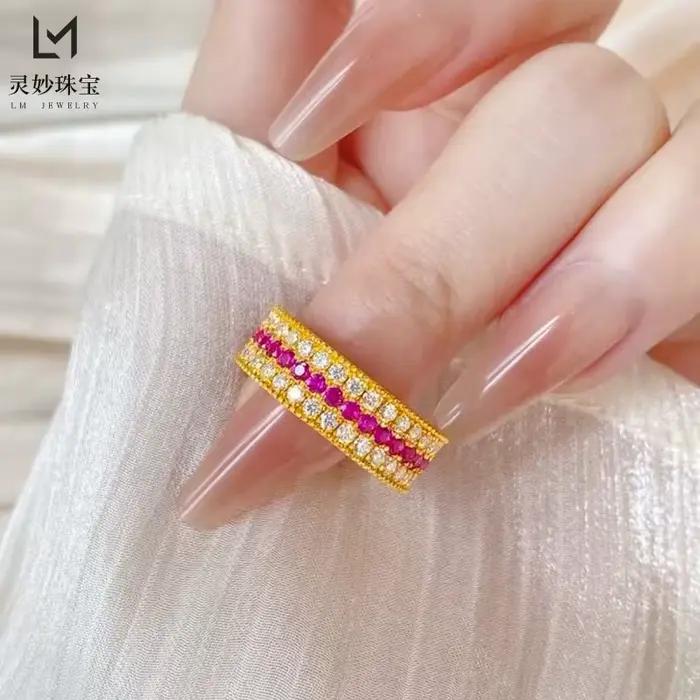 Bague en or véritable 24 carats 9999