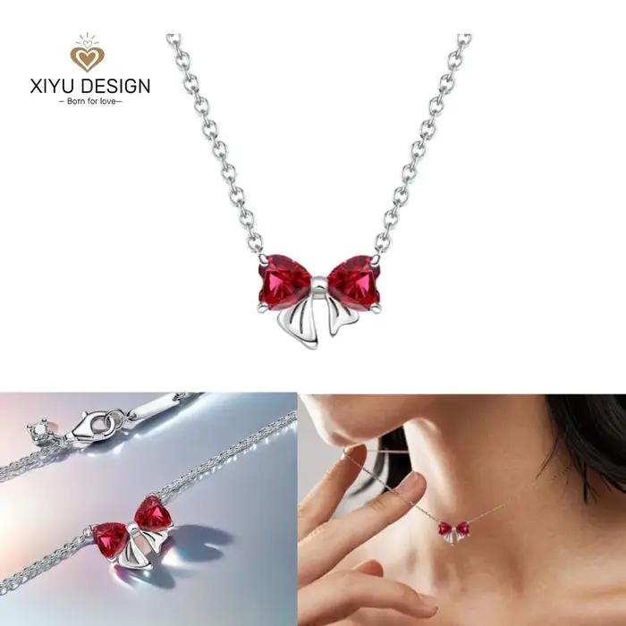 Collier en argent sterling 925 avec nœud en cristal pour femmes, bijou élégant pour occasions spéciales