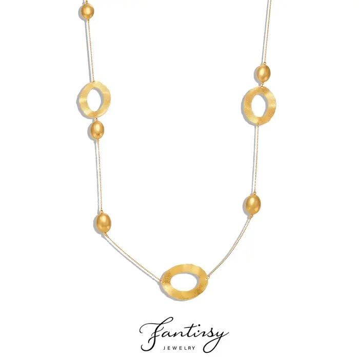 Colliers superposés avec pendentif ovale en chaîne dorée de 103cm