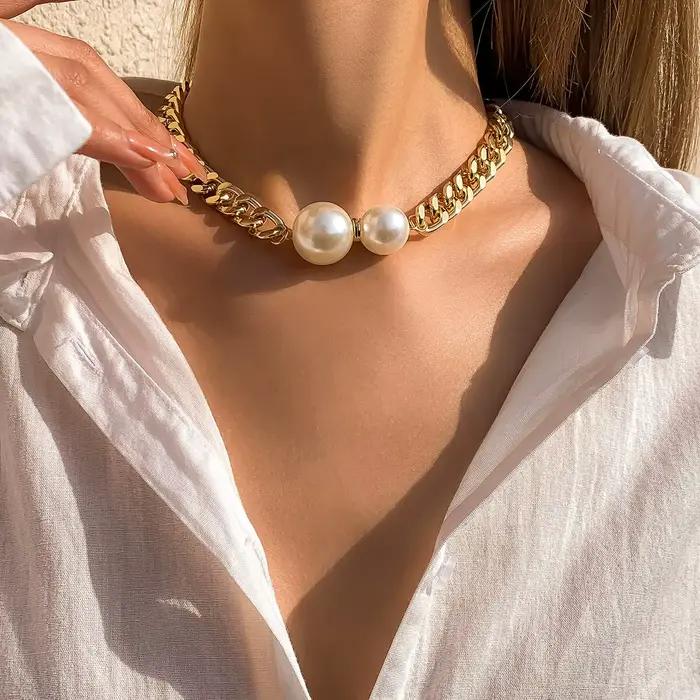 Colliers Vintage Punk pour Femmes, Pendentif de Perle, Ras du Cou, Accessoires de Mode, Bijoux