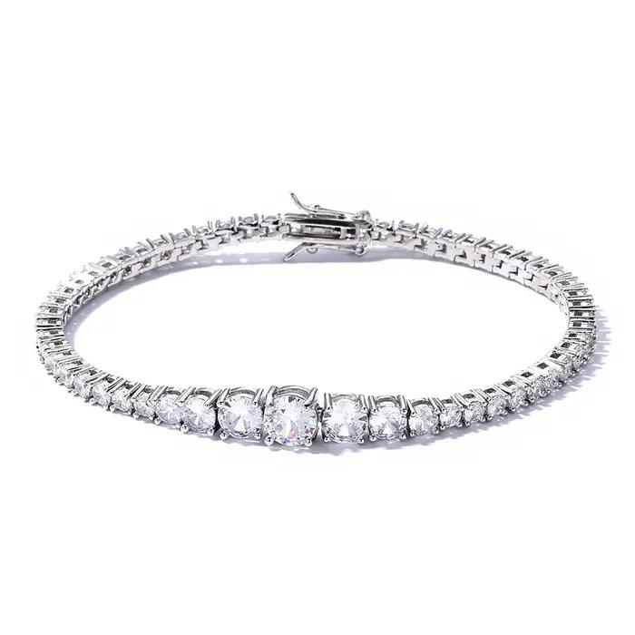 ESKEEM nouveau Style glacé bijoux Bling diamant chaîne de Tennis or argent rond cubique zircone