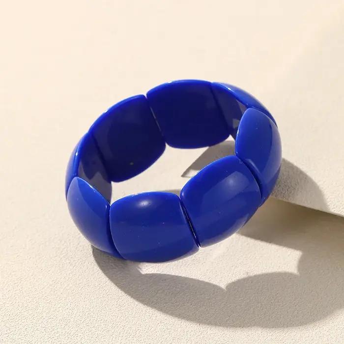 Bracelets fantaisie en résine perlée pour femmes et filles, bracelets élastiques colorés, bracelets