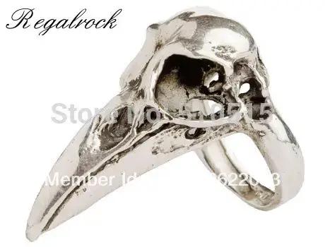 Bague Gothique en Forme de Crâne d'Oiseau, Bijoux Punk Oddity Goth