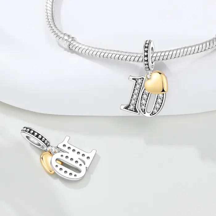 Pendentif numéro en argent Sterling 925 Original