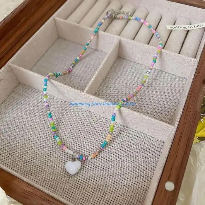 573b Collier couleur couleur bonbon collier acrylique bohème