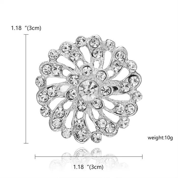 Broches rondes en strass brillant pour femmes, couleur argent, cœur en cristal, flocon de neige, Badge à revers, bijoux de mariage élégants