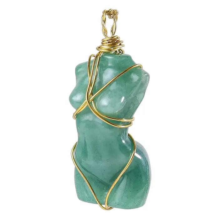 Décoration de modèle en cristal naturel fabriqué à la main, pendentif en roche sculptée, collier, bi