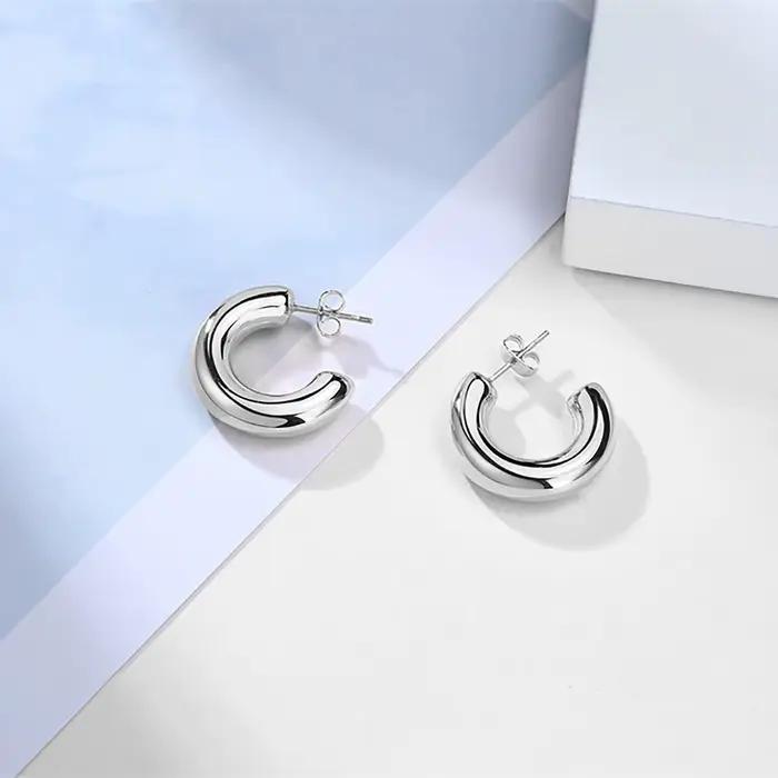 Boucle d'oreille creuse pour femmes, boucles d'oreilles en acier inoxydable, moyen, audacieux, sans ternissement, minimaliste 2022
