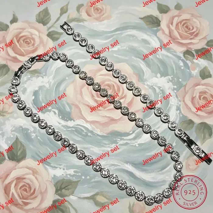 Ensemble de bijoux en argent sterling 925 serti de cristal pour mariage et occasions spéciales femmes style moderne