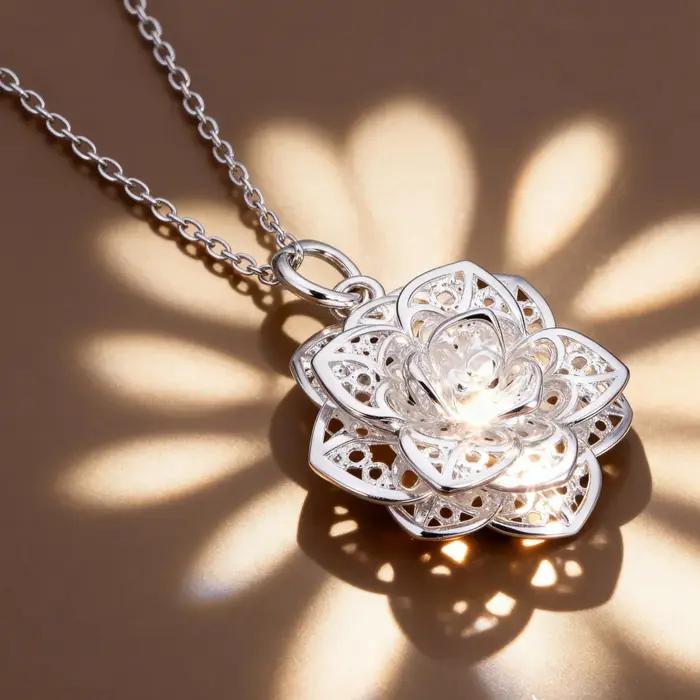 Collier en argent Sterling 925 pour femmes, bijoux de luxe, pendentif fleur, cadeaux de noël, marque de mode