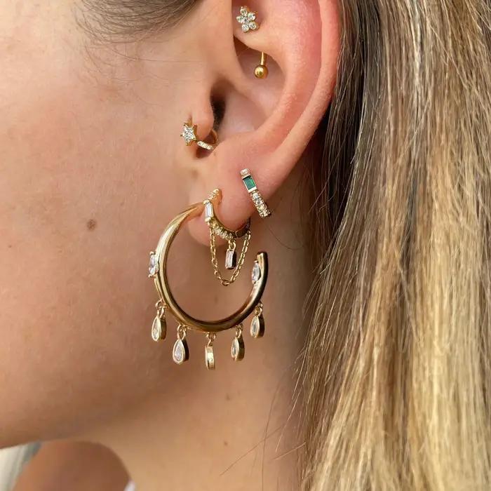 DPLAOPA 925 argent Sterling or 25MM goutte poire cerceaux cercle Piercing femmes luxe bijoux fins 2023