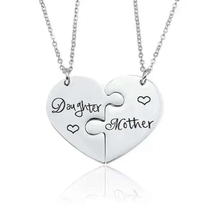 Collier père fille mère fils en acier inoxydable