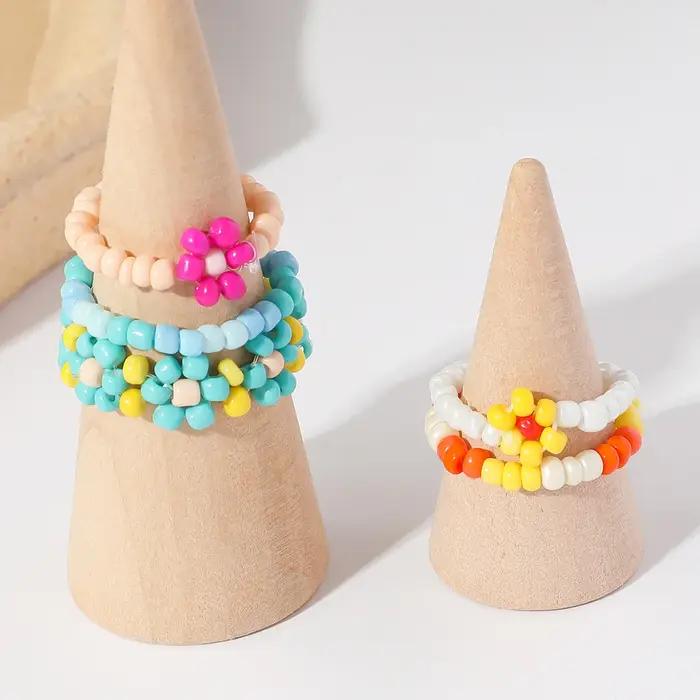 Bagues en perles de rocaille pour femmes, design bohème, motifs floraux, bagues minimalistes et colorées pour soirées et occasions spéciales