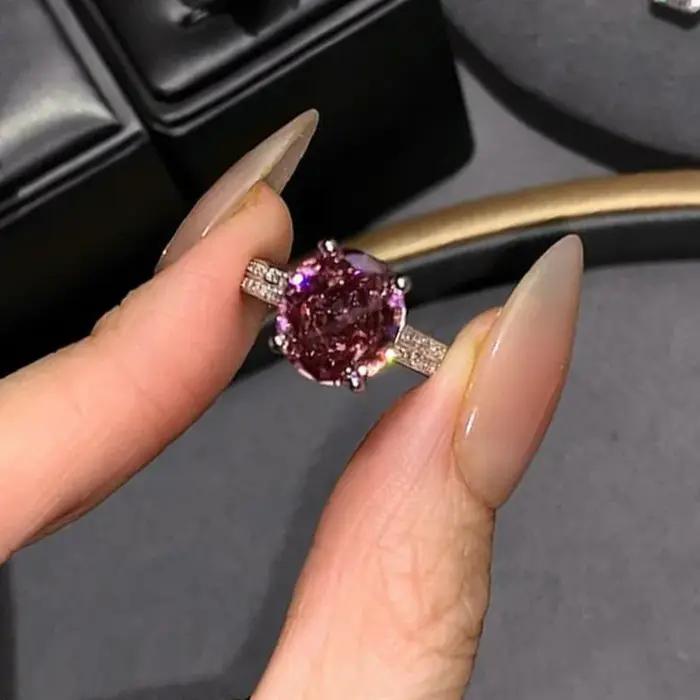 Bagues en pierres précieuses violettes raisin pour femmes, bague de style doux de haute qualité, réglable, exquise, bijoux fins de mariage, cadeau