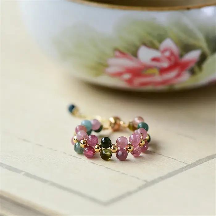 Bague en Tourmaline Arc-en-ciel Naturelle pour Femme