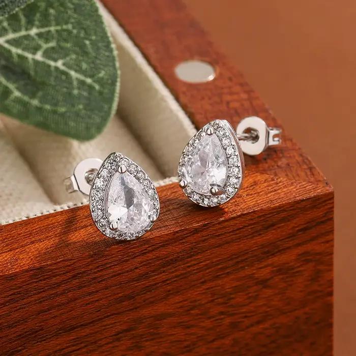 Boucles d'oreilles simples plaquées argent 925 pour femmes