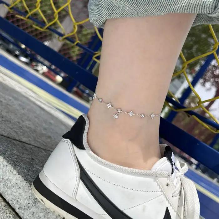 Bracelet de cheville en argent sterling 925 pour femme